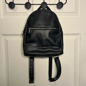 Black Faux Leather Backpack